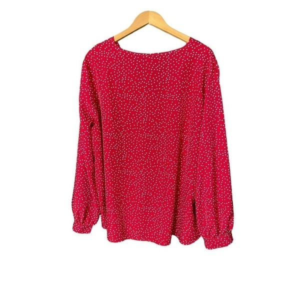 Shein Curve Red Polka Dot Long Sleeved Blouse Size 4XL - Picture 2 of 5
